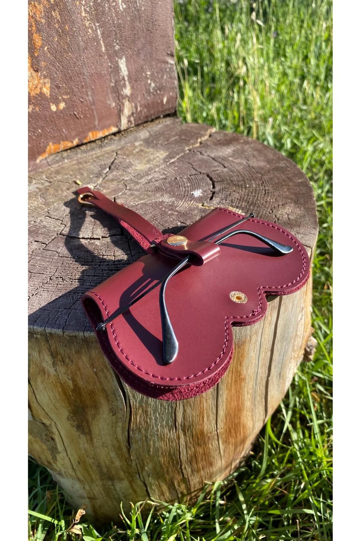Asılabilir Gözlük Kılıfı Daire Model(BORDO RENK)