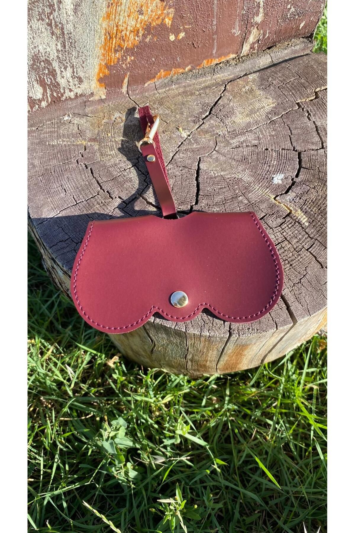 Asılabilir Gözlük Kılıfı Daire Model(BORDO RENK)