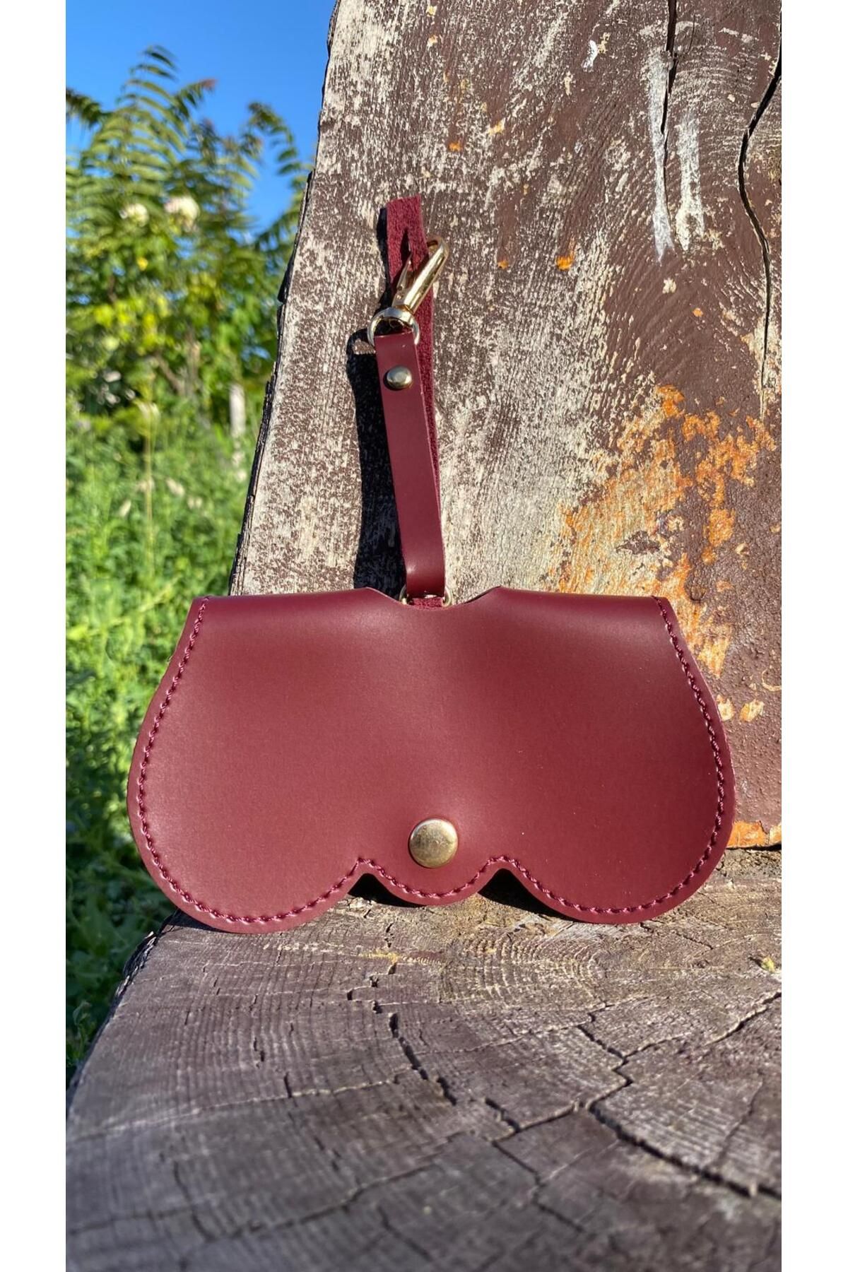 Asılabilir Gözlük Kılıfı Daire Model(BORDO RENK)