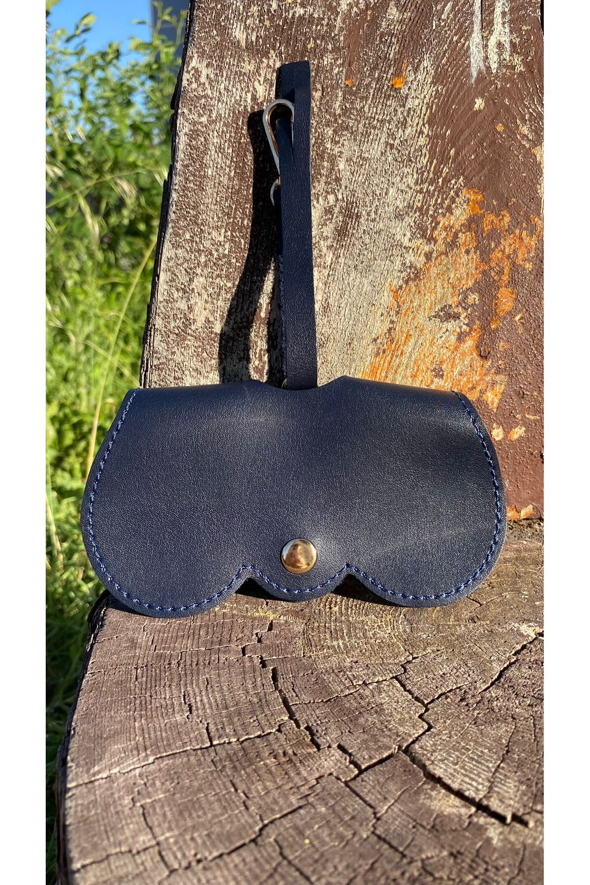 Asılabilir Gözlük Kılıfı Daire Model ( Lacivert Renk )