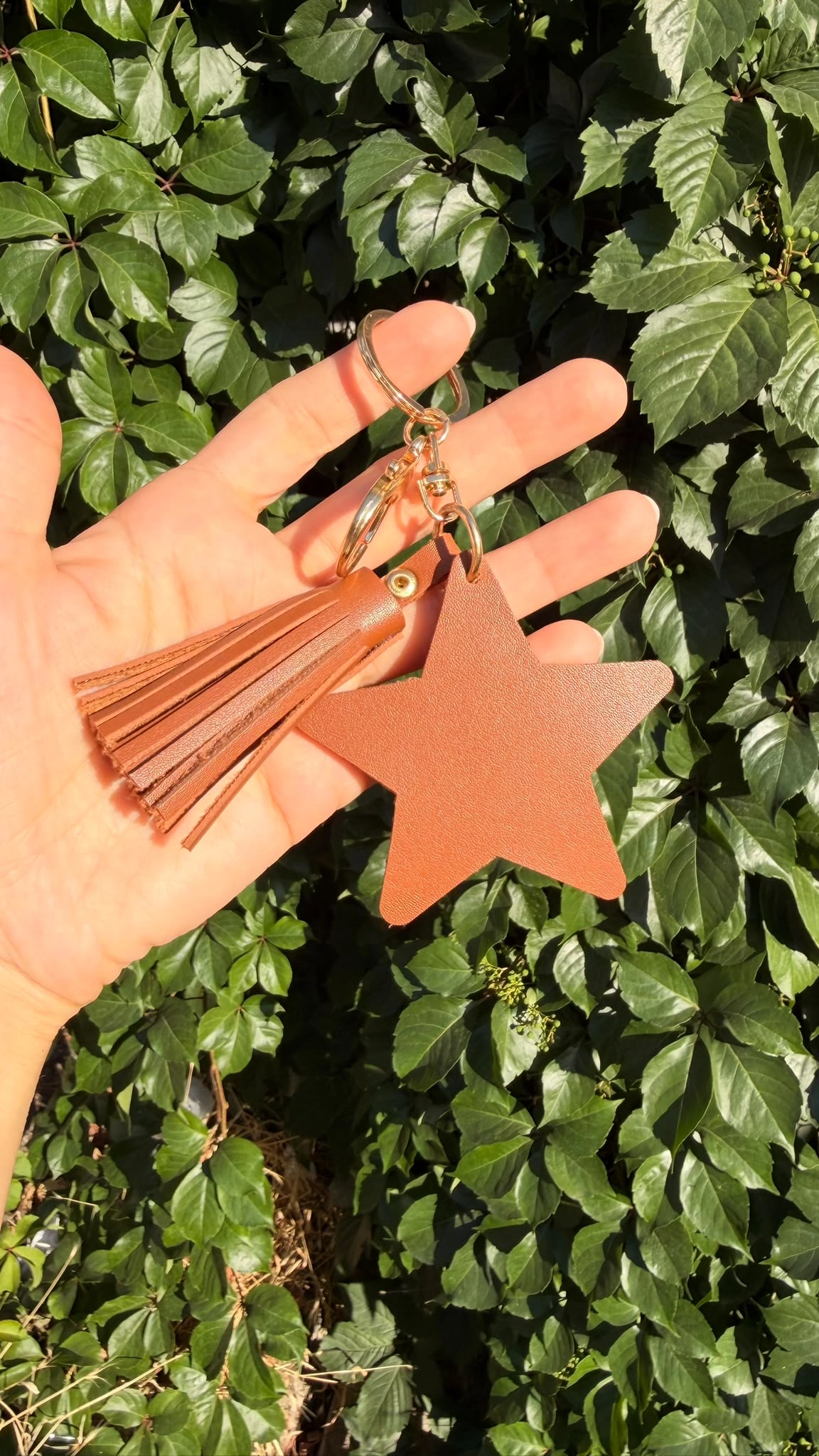 Vegan Deri Yıldız Anahtarlık Charm