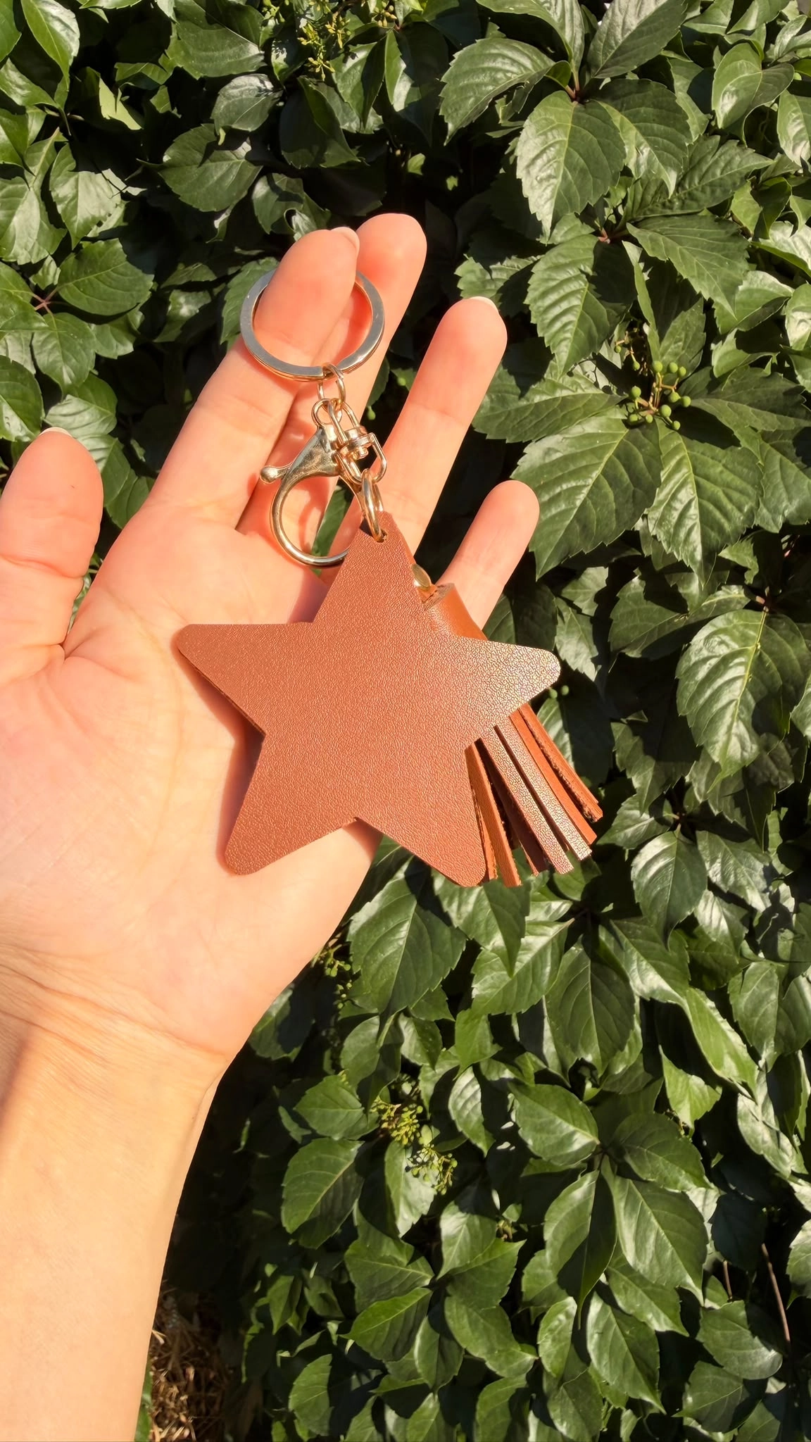 Vegan Deri Yıldız Anahtarlık Charm